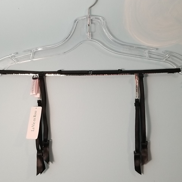 La vie en rose black and silver sparkly garter belt size M/L NWT - Picture 2 of 5